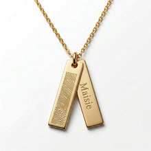 Load image into Gallery viewer, Fingerprint Twin Tag Name Necklace - Gold
