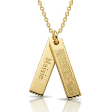 Load image into Gallery viewer, Fingerprint Twin Tag Name Necklace - Gold