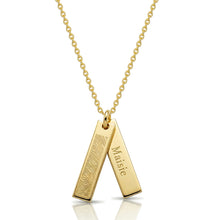 Load image into Gallery viewer, Fingerprint Twin Tag Name Necklace - Gold