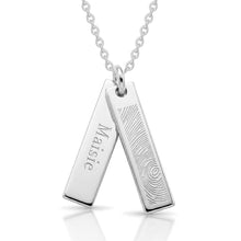 Load image into Gallery viewer, Fingerprint Twin Tag Name Necklace - Silver