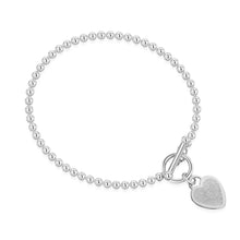 Load image into Gallery viewer, Fingerprint Personalised Bracelet T-Bar Heart On Bead Chain Silver