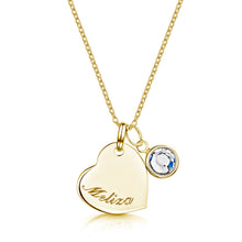 Load image into Gallery viewer, Swarovski® Birthstone Heart Necklace – Gold
