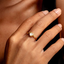 Load image into Gallery viewer, Heart Ashes Resin Ring with Bead Band - Gold