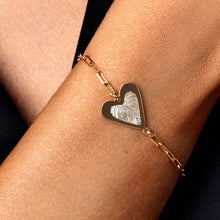 Load image into Gallery viewer, Fingerprint Personalised Heart on Paperclip Chain Bracelet - Gold