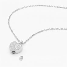 Load image into Gallery viewer, Heart Urn With Crystals Necklace - Silver