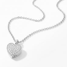 Load image into Gallery viewer, Heart Urn With Crystals Necklace - Silver