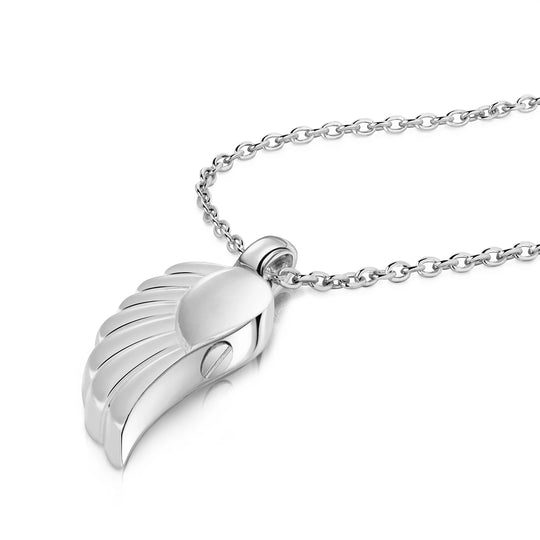 Angel Wing Urn Ashes Necklace - Silver