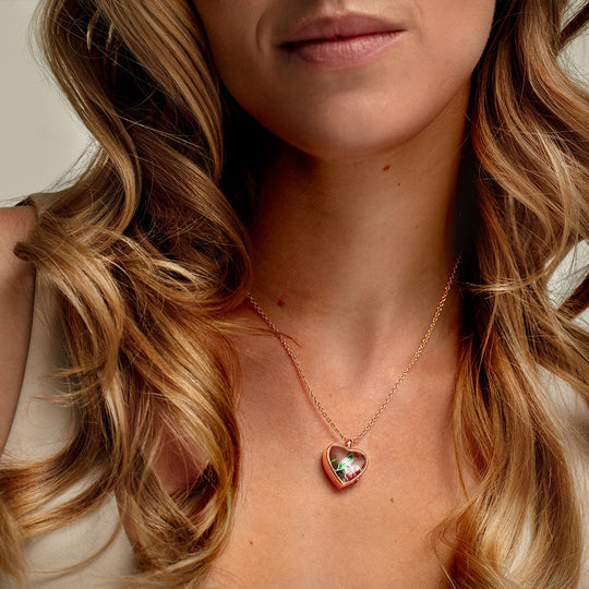 Floating Heart Memory Locket - Rose Gold