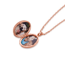Load image into Gallery viewer, Oval Locket With Clear Crystal - Rose Gold