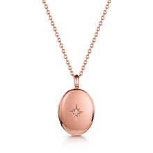 Load image into Gallery viewer, Oval Locket With Clear Crystal - Rose Gold