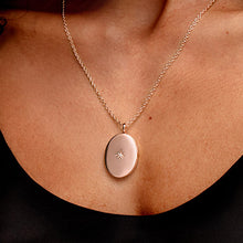 Load image into Gallery viewer, Large Rose Gold Oval Locket With Clear Crystal