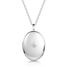 Load image into Gallery viewer, Large Silver Oval Locket With Clear Crystal