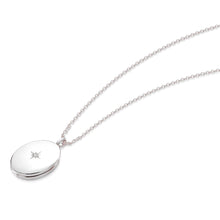 Load image into Gallery viewer, Large Silver Oval Locket With Clear Crystal