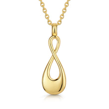 Load image into Gallery viewer, Gold infinity pendant necklace on a white background
