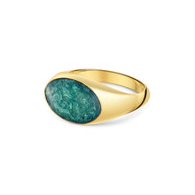 Load image into Gallery viewer, Men's Large Oval Signet Ashes Resin Ring - Gold