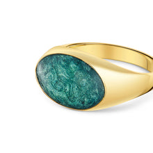Load image into Gallery viewer, Men's Large Oval Signet Ashes Resin Ring - Gold
