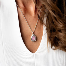 Load image into Gallery viewer, Large Organic Teardrop Ashes Resin Necklace - Silver