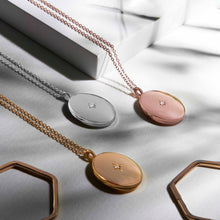 Load image into Gallery viewer, Large Rose Gold Oval Locket With Clear Crystal