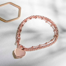 Load image into Gallery viewer, Rope Chain Heart Locket Bracelet - Rose Gold