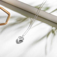 Load image into Gallery viewer, Tiny Crystal Heart Urn Ashes Necklace – Silver