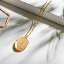 Load image into Gallery viewer, Oval Locket With Clear Crystal - Gold