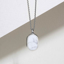Load image into Gallery viewer, Small Howlite Dog Tag Locket - Silver