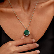 Load image into Gallery viewer, Malachite Modern Round Locket – Silver