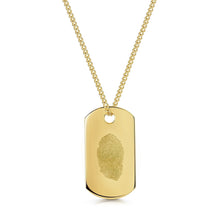 Load image into Gallery viewer, Mens Fingerprint Army Dog Tag Necklace Gold