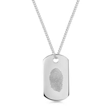 Load image into Gallery viewer, Mens Fingerprint Army Dog Tag Necklace Silver