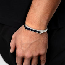 Load image into Gallery viewer, Men's Geometric Flat-Top Ashes Resin Bangle - Silver