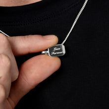 Load image into Gallery viewer, Fingerprint Ingot Tag Men’s Necklace – Silver