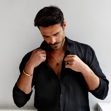 Load image into Gallery viewer, Men's Large Onyx Dog Tag Locket - Silver