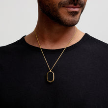 Load image into Gallery viewer, Men's Large Onyx Dog Tag Locket - Gold