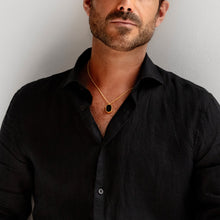 Load image into Gallery viewer, Men's Large Onyx Dog Tag Locket - Gold