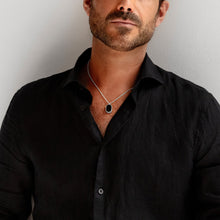 Load image into Gallery viewer, Men's Large Onyx Dog Tag Locket - Silver