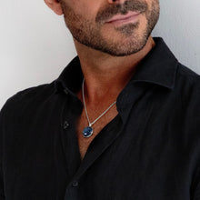 Load image into Gallery viewer, Men’s Round Ashes Resin Necklace - Silver