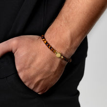 Load image into Gallery viewer, Men's Small Beaded Tiger's Eye Urn Bracelet - Gold