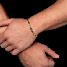 Load image into Gallery viewer, Men's Small Capsule Ashes Resin Bracelet With Cuban Chain - Gold