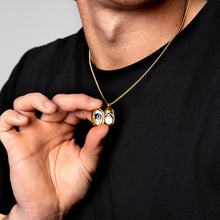 Load image into Gallery viewer, Men's Small Malachite Dog Tag Locket - Gold