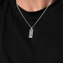 Load image into Gallery viewer, Men's Fingerprint Tall Ingot Urn Necklace - Silver