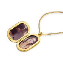 Load image into Gallery viewer, Men's Large Lapis Dog Tag Locket - Gold
