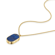 Load image into Gallery viewer, Men's Large Lapis Dog Tag Locket - Gold
