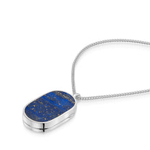 Load image into Gallery viewer, Men's Large Lapis Dog Tag Locket - Silver