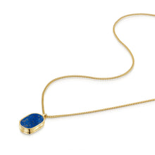 Load image into Gallery viewer, Men's Small Lapis Lazuli Dog Tag Locket - Gold