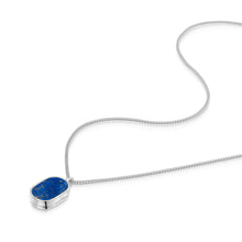 Load image into Gallery viewer, Men's Small Lapis Lazuli Dog Tag Locket - Silver