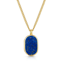 Load image into Gallery viewer, Men's Small Lapis Lazuli Dog Tag Locket - Gold
