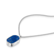 Load image into Gallery viewer, Men's Small Lapis Lazuli Dog Tag Locket - Silver