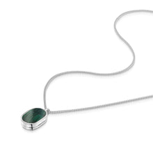 Load image into Gallery viewer, Men's Small Malachite Dog Tag Locket - Silver