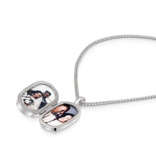 Load image into Gallery viewer, Men's Small Lapis Lazuli Dog Tag Locket - Silver