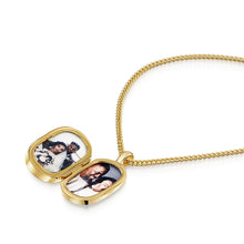 Load image into Gallery viewer, Men's Small Malachite Dog Tag Locket - Gold